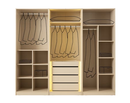Luzzi MDF 6 Kapaklı Elbise Dolabı Gardrop 246x58x215cm