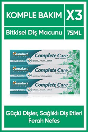 Complete Care Koruyucu Diş Macunu, Bitkisel, Vejetaryen, Florürlü, Parabensiz, Güçlü Dişler, 75 Ml 3 Adet