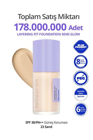 Yarı Parlak Bitişli Nemlendirici Fondöten + Fırça Layering Fit Foundation Semi Glow Set (No.23 Sand)