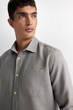 DeFacto Regular Fit Polo Yaka Pamuklu Uzun Kollu Gömlek D4976AX24AUGR67