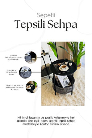 Sepetli Tepsili Sehpa