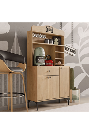 Mezza 5222 SIESTA 90 CM KAHVE KÖŞESİ ÇOK AMAÇLI DOLAP 3 KAPAKLI 1 ÇEKMECELİ KİLER MUTFAK DOLABI SEPET