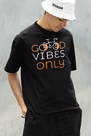 Good Vibes Only Temalı Unisex Oversize Tişört