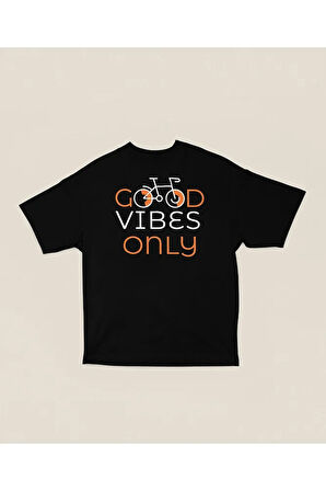 Good Vibes Only Temalı Unisex Oversize Tişört