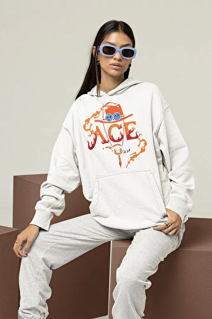 Anime Ace Baskılı Unisex Oversize Hoodie