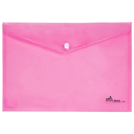 Umix Çıtçıtlı Şeffaf Zarf Dosya Pembe Eco (12 li)