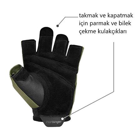 Harbinger Power Gloves - L Erkek Fitness Eldiveni Yeşil