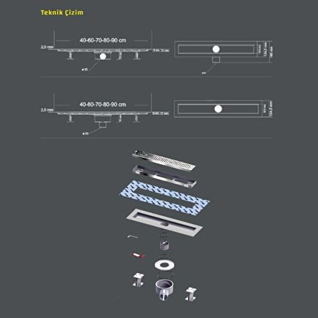 Say Optima Piticare Desenli Membranlı Duş Kanalı Parlak 60 CM