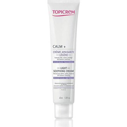 Topicrem Calm+ Light Tüm Cilt Tipleri İçin Su Bazlı Yağsız Nemlendirici Yüz Bakım Kremi 40 ml