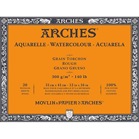 Arches Sulu Boya Blok Defter Rough 300g 20 Yaprak 31x41