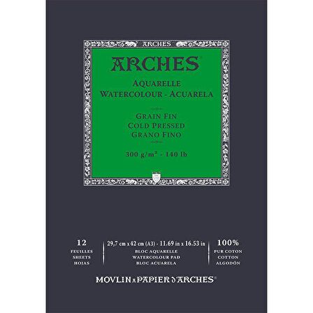 Arches Sulu Boya Blok Defter Cold Pressed 300g 12 Yaprak A3