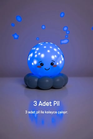 Cloud-B Ahtapot Parıldayan Yıldızlı Gece Lambası 11 cm (Mavi)