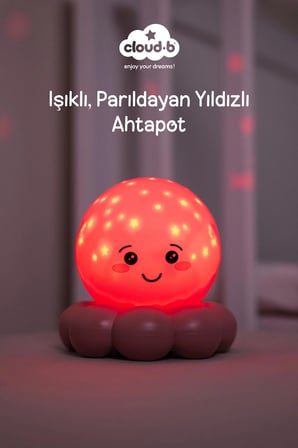 Cloud-B Ahtapot Parıldayan Yıldızlı Gece Lambası 11 cm (Pembe)