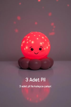 Cloud-B Ahtapot Parıldayan Yıldızlı Gece Lambası 11 cm (Pembe)