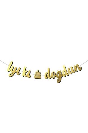 Kaligrafi Banner İyiki Doğdun Gold