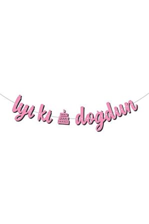 Kaligrafi Banner İyiki Doğdun Pembe