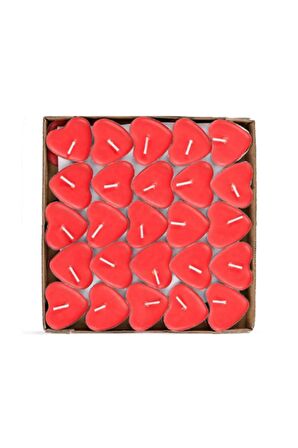 50'li Tealight Mum Kalp Kırmızı-mm043
