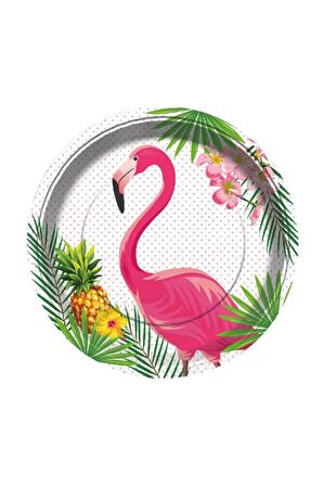Flamingo Temalı Karton Tabak 8'li 23 Cm