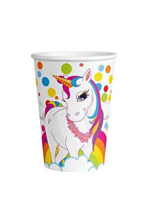 Unicorn Rainbow Karton Bardak 8'li (8oz)