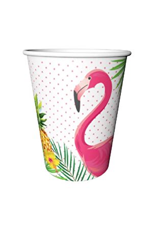 Flamingo Temalı Karton Bardak 8'li