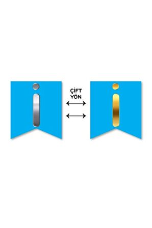 Çift Taraflı Harf Banner Gold/Gümüş Mavi İ