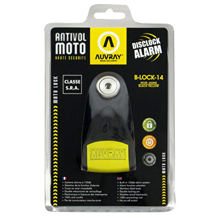 Auvray B-LOCK 14 ÇELİK ALARMLI DİSK KİLİDİ 14mm 120db SRA Sertifikalı BLA14BYCAUV