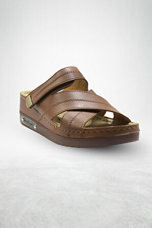 Budi Kadın Şık Konforlu  Günlük Terlik Anatomik Ortopedik Taban Suni Deri Anne Dışarı Ev Terliği