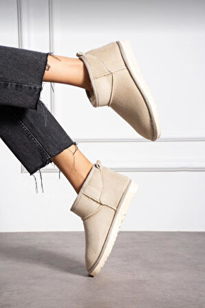 Kadın Mini Süet Içi Tüylü Yüksek İnce Taban Kışlık Bot & Bootie