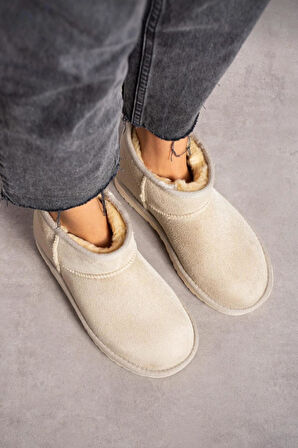 Kadın Mini Süet Içi Tüylü Yüksek İnce Taban Kışlık Bot & Bootie