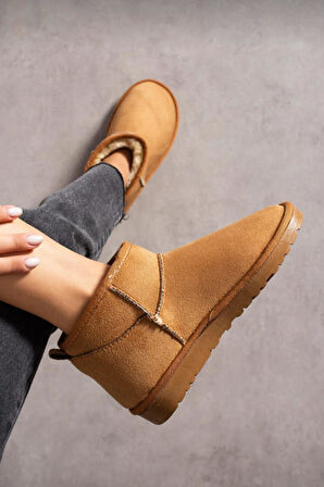 Kadın Mini Süet Içi Tüylü Yüksek İnce Taban Kışlık Bot & Bootie