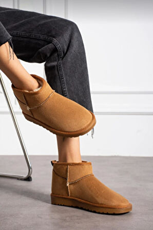 Kadın Mini Süet Içi Tüylü Yüksek İnce Taban Kışlık Bot & Bootie