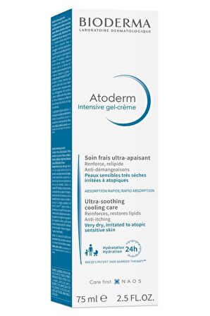 Bioderma Atoderm Intensive Gel Creme Kuru Ciltler İçin Su Bazlı Yağsız Nemlendirici Yüz Bakım Kremi 75 ml