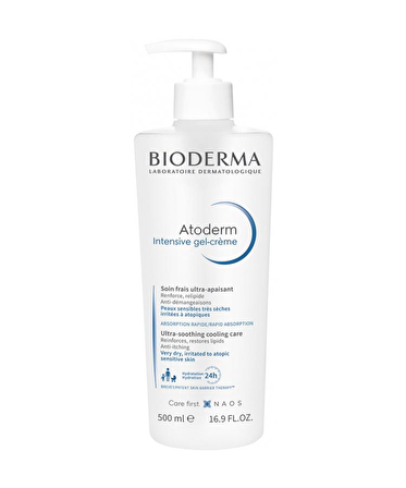 Bioderma Atoderm Intensive Gel Kuru Ciltler İçin Su Bazlı Yağsız Nemlendirici Yüz Bakım Kremi 500 ml