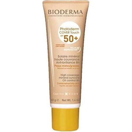 Bioderma Photoderm Cover Touch 50+ Faktör Fondoten Etkili Karma-Yağlı Ciltler İçin Renkli Yüz Güneş Koruyucu Krem 40 ml