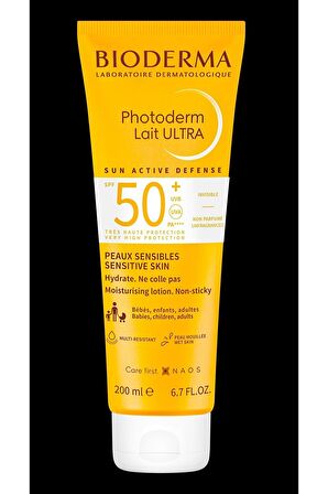 Bioderma Photoderm Lait 50+ Faktör Nemlendirici Hassas Ciltler İçin Renksiz Güneş Koruyucu Krem 200 ml