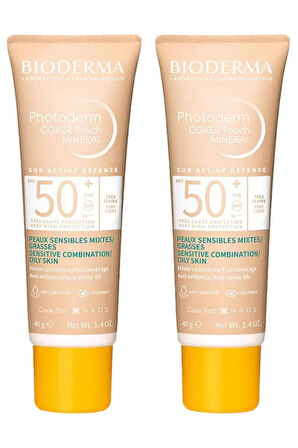 Bioderma Photoderm Cover Touch SPF50+ Very Light Karma Yağlı Ciltler Kapatıcı Etkili Renkli Güneş Kremi 40ml 2 Adet