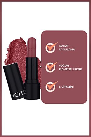 Note Deep Impact Lipstick Kremsi Dokulu Yarı Parlak Ruj 08 Sophisticate Burgundy - Kırmızı