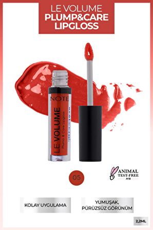 Note Le Volume Plump & Care Lipgloss Dudak Parlatıcısı 05 No Fear Red - Kırmızı