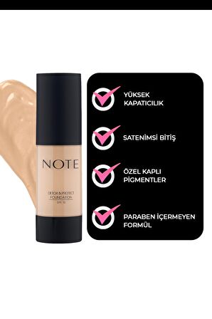 Note Detox & Protect Fondöten Canlandırıcı Etki 02 Natural Beige