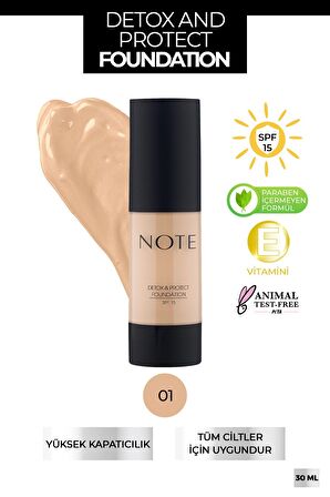 Note Detox & Protect Fondöten Canlandırıcı Etki 01 Beige