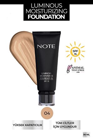 Note Luminous Moisturizing Nemlendirici Etkili SPF 15 Kapatıcı Fondöten 04 Sand