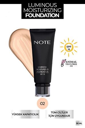 Note Luminous Moisturizing Nemlendirici Etkili SPF 15 Kapatıcı Fondöten 02 Natural Beige