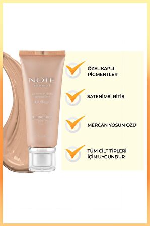 Note Mineral Saten Bitişli SPF 15 Kapatıcı Fondöten 402