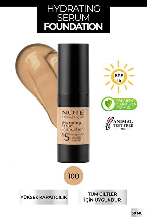 Note Hydrating Nemlendirici Etkili Hyaluronik Asitli SPF 50 Serum Fondöten 100