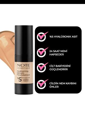 Note Hydrating Nemlendirici Etkili Hyaluronik Asitli SPF 50 Serum Fondöten 100