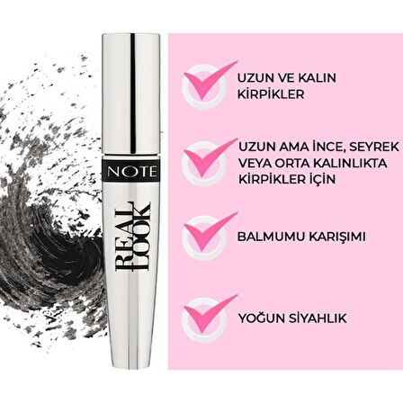 NOTE REAL LOOK MASKARA SİYAH 12 ML