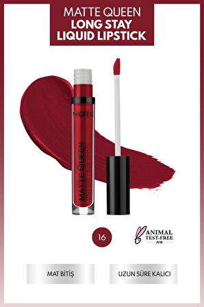 Note Matte Queen Lipstick Kalıcı Likit Ruj 16 Royal Velvet - Kırmızı