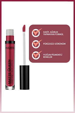 Note Matte Queen Lipstick Kalıcı Likit Ruj 14 Bold Berry - Kırmızı