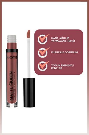 Note Matte Queen Lipstick Kalıcı Likit Ruj 11 Lady Brown - Kahverengi