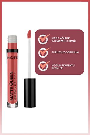 Note Matte Queen Lipstick Kalıcı Likit Ruj 05 Summer Charm - Pembe